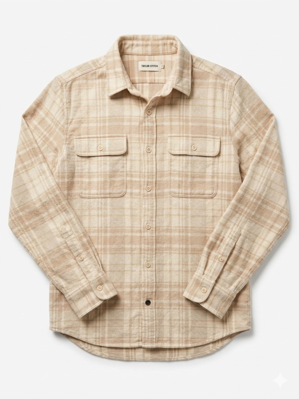 Taylor Stitch men’s 40 pale yellow plaid thick flannel 100% organic cotton shirt